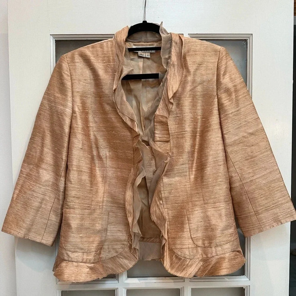 Vintage Kay Unger New York Rose Gold Silk Blazer Jacket Women’s Size 10 Medium M - Picture 12 of 13